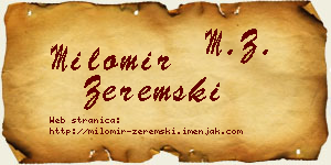 Milomir Zeremski vizit kartica